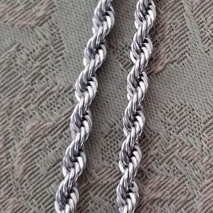 Long Silver Colored Rope Necklace